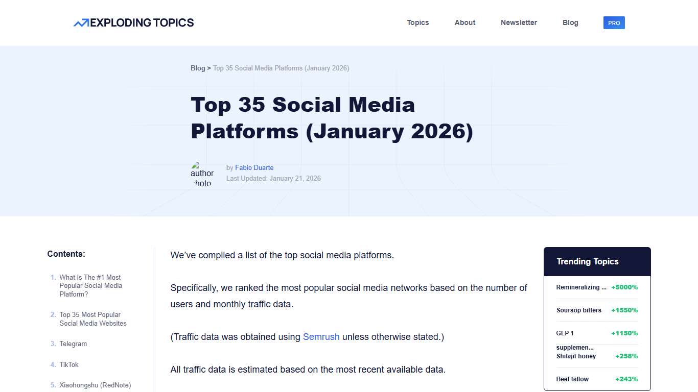 Top 35 Social Media Platforms (January 2026)